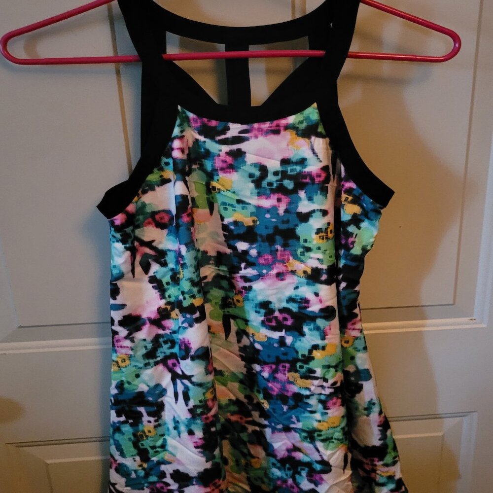Bethany Mota Sleeveless Tank-Style Top Floral Purple, Pink, Teal Size XS